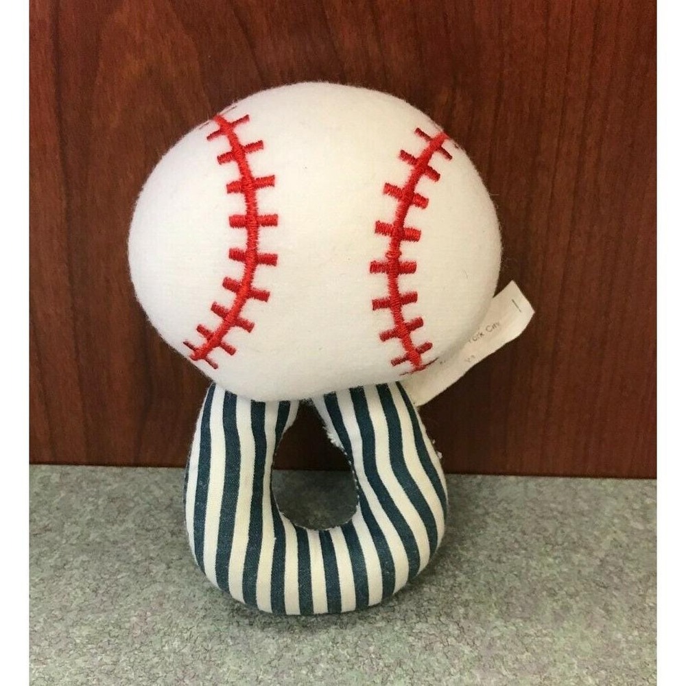 Vintage Soft Dreams 4" Stuffed Plush Baseball Rattle Toy Grabber Baby Infant